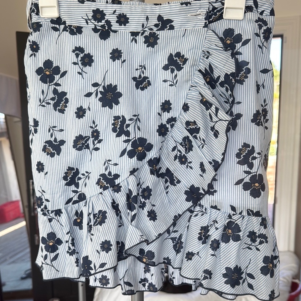 Moon River Black and White Wrap Mini Skirt